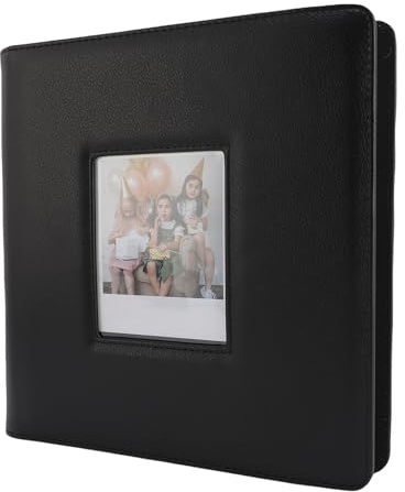 Jectse 288 Tasche Grandi Album Fotografici, 9,8 * 9,8 Pollici, Adatto a Wide 300 400 da 90x110mm Foto, Coperchio in Pelle PU, 36 Pagine (BLACK)