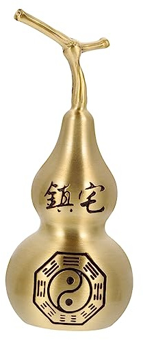 CONGARTENO Desktop Copper Gourd Decor 9.5cm Hollow Openable Copper Craft Ornament Feng Shui Wu Lou for Home and Office Feng Shui Decoration