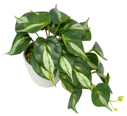 Kiko Artificial Plant-POTHOS -22 PCS Trailing in White Melamine Pot Fake Table Plant Greenery Potted Plants for Office,gy,Living Room, Dinner Room,Shopping mall,Artificial Plant for Indoors