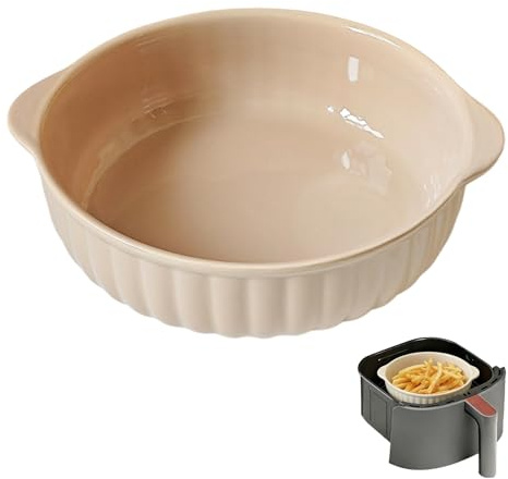 LUPATDY Teglia Forno in Ceramica 700ML, 16,5cm Piatti da Forno con Manici, Teglia per Lasagne, Carne, Verdure, Torta, Sicuri al Friggitrice ad Aria Calda, Forno, Microonde, Marrone