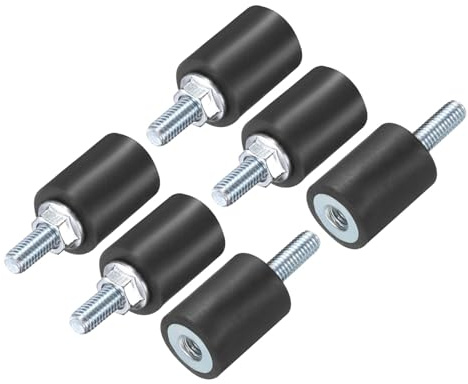 QUARKZMAN 6 Stück M5x15mm Gummi Isolatorhalterungen Mit Gewindestiften 15x20mm Männlich Weiblich Vibrationsdämpfer Zinkbeschichtete Zylindrische Mit 6 Stück M5 Kontermuttern