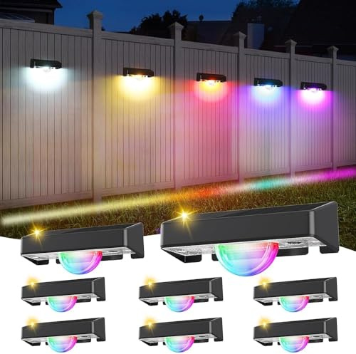 Quntis 8 stycken utomhus sol vägglampa trädgård solljus för trappor utomhus 11 lägen vattentät solcell, LED markörer för staket vägg terrasser balkong uteplats