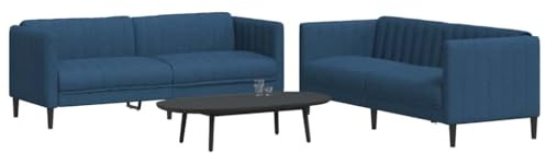 CKioict 2-TLG. Sofagarnitur Blau Stoff, strapazierfähige und atmungsaktive Polstergarnitur mit bequemer Sitzfläche für Wohnzimmer, inklusive Sofa und Sessel, modernes Design,