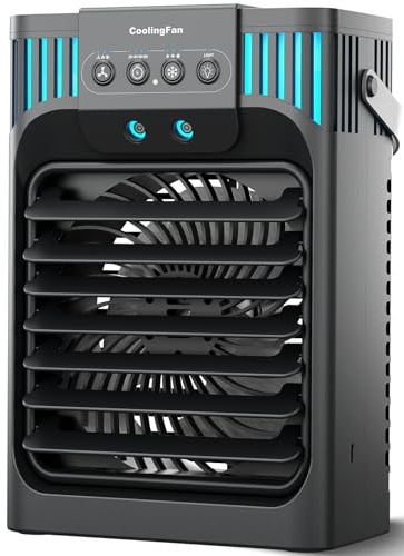 Portable Air Conditioner Cooling Fan with Remote, Quiet with 3 Speeds, 1200ml Personal Air Cooler Fan with 3 Mist, 7 Night Light, 8H Timer, Small Air Conditioner for Bedroom Office