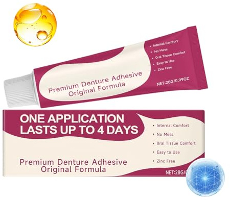 Denture Adhesive Cream | Strong Hold Gentle Secure Airtight Adhesive - Teeth Care Glue Cream Tubes | for Lovers Family Friends Women Men Grandma Grandpa