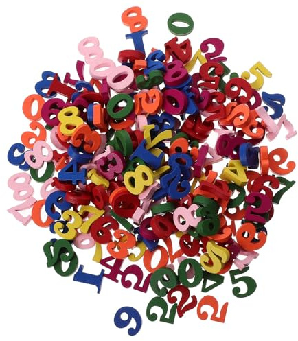 DRESSOOS Holzzahlen Basteldekor 200 Stück Bunte Zahlen 15mm Hoch für Adventskalender und Jahrestagsfeier Strapazierfähig und Dekorativ