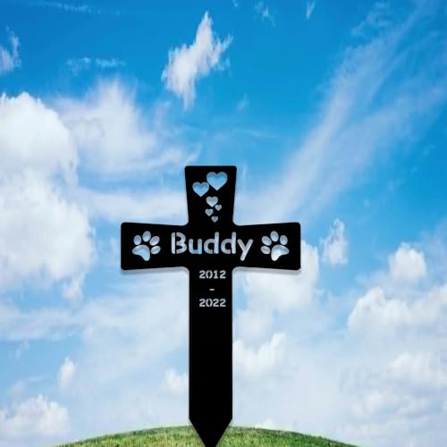 zouwii Piquet commémoratif personnalisé pour animal de compagnie – Marqueur de tombe personnalisé pour chien et chat avec nom et dates, cadeau de condoléances de jardin en métal pour jardin, pelouse
