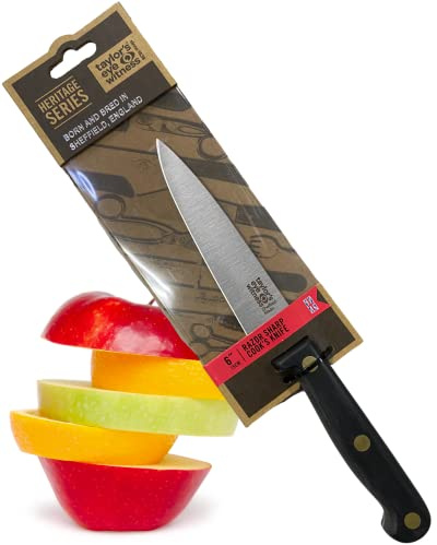 Taylors Eye Witness Made in England Heritage Range Small Cooks Knife - 15cm|6in High Carbon Stainless Steel Razor Sharp, Full Tang Blade. Hard Wearing, Hand Finished, Triple Brass Rivet Handle