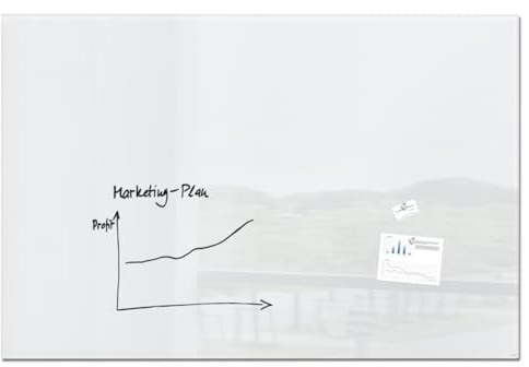 SIGEL Großes Premium Glas-Whiteboard 180x120 cm super-weiß hochglänzend | GL230, Artverum, SGS geprüft, einfache Montage, incl. 2 starke Magnete, Glas-Magnettafel für Büro & Schule