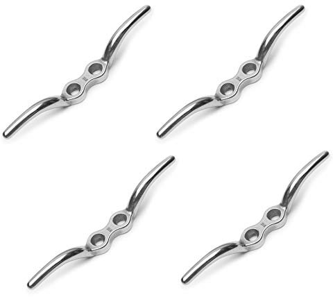 wellenshop 4 Stück Belegklampe Flaggenklampe Festmacherklampe Länge 150 mm Edelstahl Rostfrei Klampe Boot Flagge Fahne Tau Seil