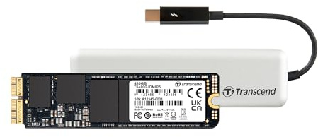 Transcend 480GB JetDrive 825 SSD (with enclosure) for MacBook Air 11 & 13 (Mid 2013 – 2017), MacBook Pro Retina 13 & 15 (Late 2013 – Mid 2015) Up to 950 MB/s TS480GJDM825