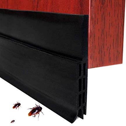 Guarnizione Sottoporta in Gomma Adesivo Pellicola Insonorizzata Antispiffero Antivento Striscia di Sigillatura Paraspifferi Porta Antipolvere (100cm x 5cm Nero)