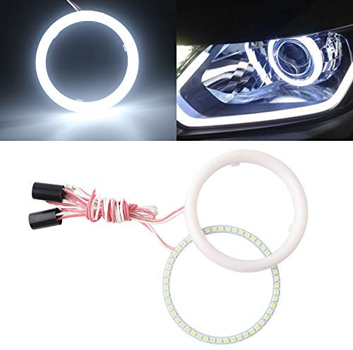 Qasim 1 par de LED Faros Angel Eyes 90MM Blanco 2835 60SMD con Cubierta Ojos de Ángel Motocicleta Coche Halo Anillos para DRL Faro Luz Antiniebla Diurna DC9-28V