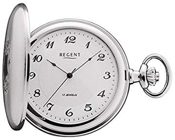 REGENT Taschenuhr verchromt analog Mechanik silberfarben P-10