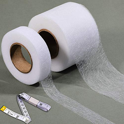 Zonon 2er Set Saumband zum Aufbügeln 20 mm x 30 m und 60 mm x 30 m Saumband Selbstklebend mit Maßband zum Aufbügeln für Stoff Kleidung Hosen Bügeln Kleben Flicken Verschmelzen