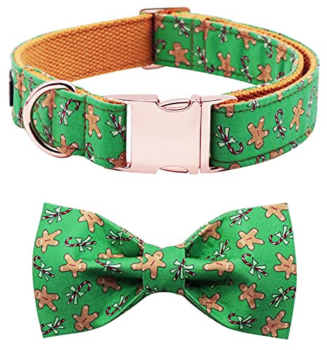 Lionet Paws Weihnachts Hundehalsband mit Fliege, verstellbare abnehmbare Fliege Halsband für Welpen Kleine Mittel Große Hunde und Katzen Geschenk, 25-40cm