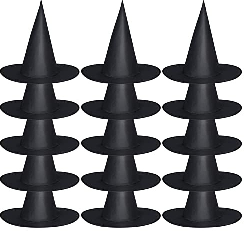 jerbro 12er Hexenhut Schwarzer faltbarer Zauberhut für Halloween Kostümpartys Karnevalshut Hexenkostüme Party Hüte Kostüm Zubehör Cosplay