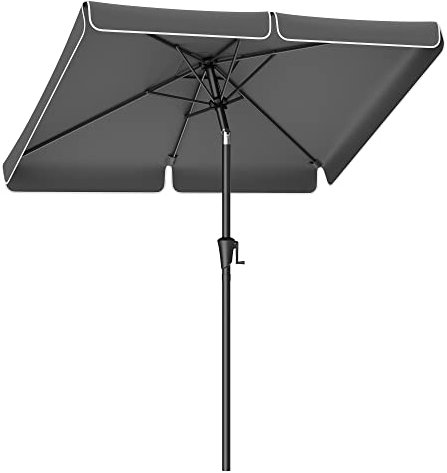 SONGMICS Sonnenschirm 200 x 150 cm, rechteckiger Balkonschirm, Sonnenschutz UPF 50+, beidseitig um 30° knickbar, für Garten, Terrasse, ohne Ständer, grau GPU048G01