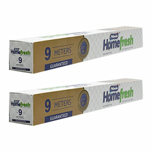 FotoStation 2 Rolls of 9m Heavy Duty Kitchen Foil 10.5 Micron Aluminium Foil Roll 295mm X 9m Extra Wide Tin Foil Wrapping Paper Foil Food Service Catering Foil Perfect for Grilling Baking Roasting