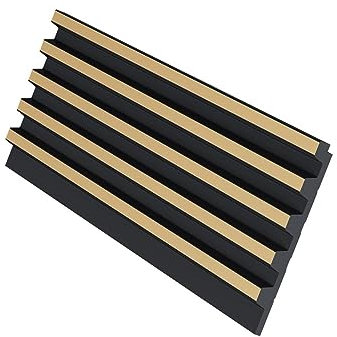 Vente-unique - Panneau mural 3D - Pack de 2,83 m² - Noir et doré - Lot de 8 pièces - CLINTON
