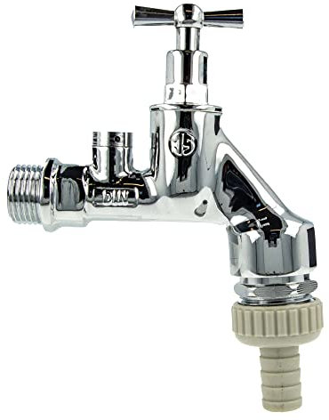 Schlösser Armaturen JS Auslaufventil Airtec 1/2 Zoll mit Knebeloberteil, RV und 2 Rohrbelüfter, glanzverchromt