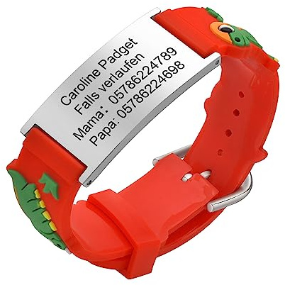 Notfallarmband SOS Armband Kinder Telefonnummer - Wasserfest Silikon Anti Verloren Kinder Namenarmband Identifikationsarmband Kinderarmband Personalisiertes Medizinisches ID Armband für Mädchen Jungen