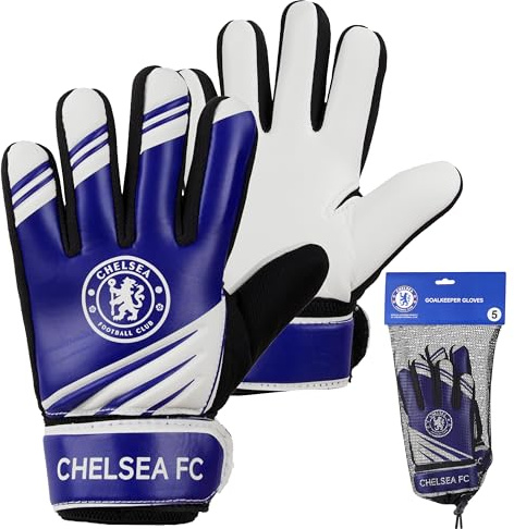 Chelsea F.C. Goalkeeper Gloves for Kids and Teenagers - Non Slip Padded Palms Size 5 or 7 Gifts for Boys (Size 7)