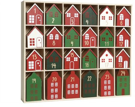 PE Christmas Wooden Advent Calendar With 24PCS Calendar Houses To Fill Small Gifts Christmas Tabletop Decoration
