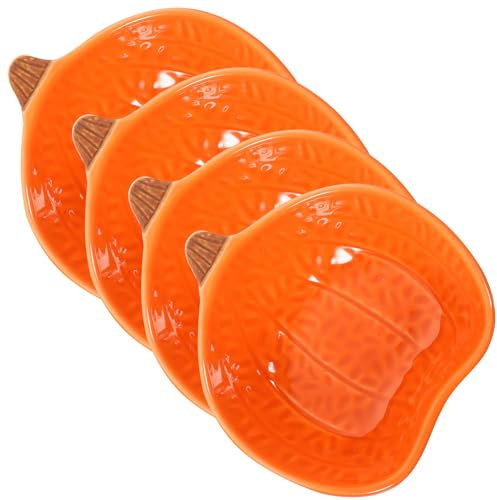 ABOOFAN 4 Pièces Ramequins En Céramique De Citrouille Allant Au Four D'automne Assiette Bols à Trempette En Porcelaine Bol De Céréales Plaques Trempage Sauce Chili Tasse Pudding