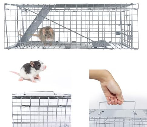 24 Zoll Große Humane Rattenfallen, Live Kleine Maus Fallen Fangen Und Freizulassen Für Indoor Outdoor, No Kill Friendly Falle Für Eichhörnchen Nerz Rattenfalle, Faltbar Streunerkatzen