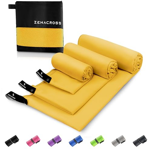 ZENACROSS Mikrofaser Handtuch mit Transportbeutel - Schnelltrocknendes und vielseitiges Fitness Handtuch