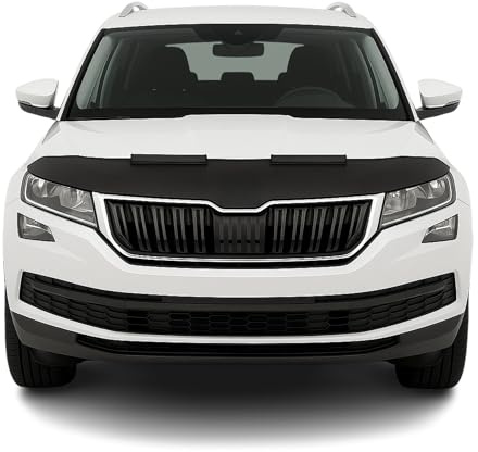 OMAC Haubenbra Halb für Skoda Kodiaq 2016-2026 Vinyl Schwarz | Steinschlagschutz, fahrzeugspezifisches Design, Car Bonnet Bra