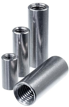 SECCARO Gewindemuffe M8 x 50 mm, Edelstahl V2A VA A2, runde Ausführung, durchgehendes Innengewinde, 20 Stück