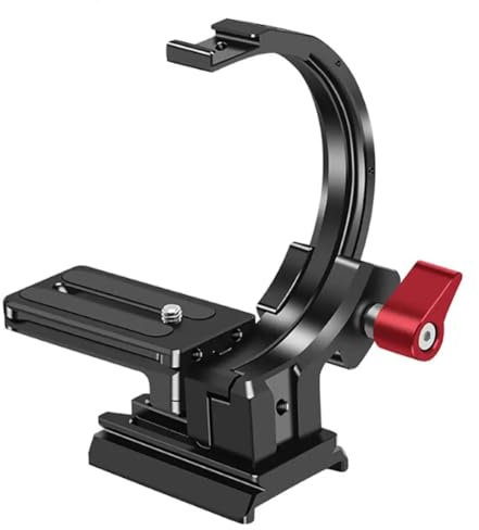 Pojedehy Black Aluminum Alloy Lens Support Bracket Semi-Circular Ring Horizontal Vertical for DSLR Camera Video Holder Cold Shoe Camera Video Holder