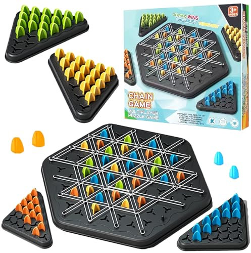 MORAINJAY Chain Triangle Chess Game Fun Interactive Peg Board Game, Brain Teaser Strategy Toy for Kids Family, Perfect for Christmas or Birthday Gifts, Boys Party Game