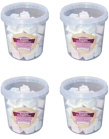AUZIER CHABERNAC - Confiserie de Tradition - Guimauve conditionnée en pot : (Lot 4 Pots 150g Saveur d’antan : Anis, violette, citron, mandarine, fleur d'oranger.)