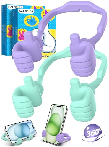 Weihnachten Wichtelgeschenk Nikolaus – Daumen Hoch Handyständer 2 Pack Lila&Grün, Lustige Handyhalterung Tischhalter für Smartphone, Kleine Geschenkidee Geburtstag für Frauen, Männer, Mädchen