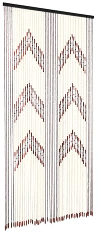 JAYEUW 52 Linien Bambusvorhang Türvorhang Perlenvorhang Bambusvorhang Fadenvorhang Holzperlenvorhang für Wohnzimmers Balkons 2 Sicherungsring 90 * 190CM Braun und Holzfarbe