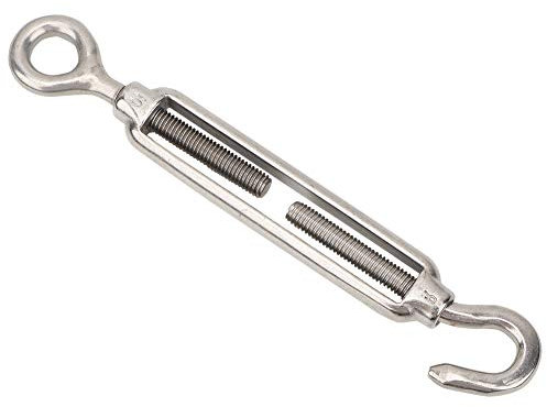 Gigicial Turnbuckle, Chain Rigging Hook & Eye Turnbuckle, 304 Stainless Steel Turnbuckle Heavy Duty M10, Adjustable Shade Sail Hardware (Silvery)