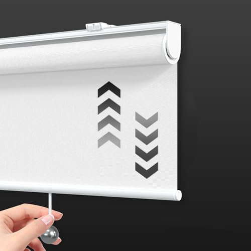 FENGSHOUU Federrollo Schnurloses Verdunklungsrollo,100% Blackout Manuelles Anheben Rollo,Hitzeschutz Sichtschutz,für Zuhause,Büro,Küche,Badezimmer,Mit Zubehör,Breite×Höhe (160cm x 110cm)