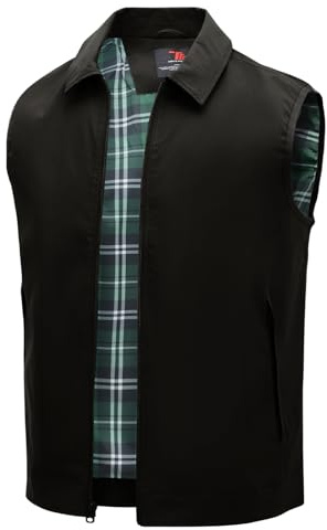 TBMPOY Men's Vest Casual Lightweight Thin Utility 3 Zip Pockets Stylish Sleeveless Jackets Summer Fall Golf Travel Business Outerwear Black 2XL