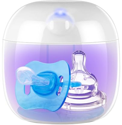 Portabler UV-C Sterilisator für Schnuller, Dummy Steriliser | 99,99% Keimabtötung in 3 Min | USB-C wiederaufladbar | Kompakt & Tragbar | Für Schnuller, Sauger & Kleinteile