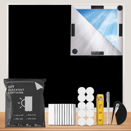 250x145cm Blackout Blinds Large 100% Blackout Material Easy to Stick On Portable Blackout Blind No Drill Fits Any Size Shape for Home Office Bedroom Loft Travel Car