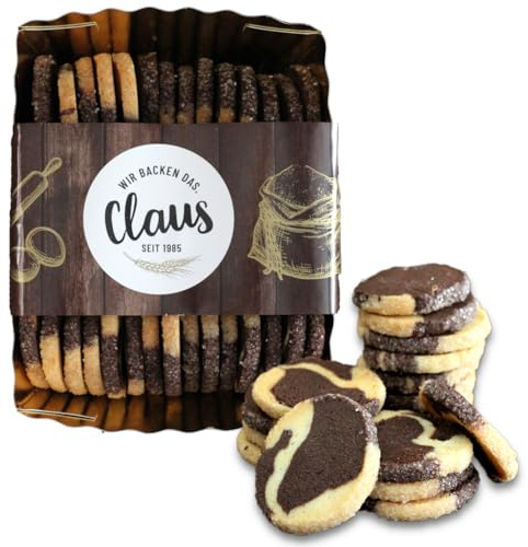 Schwarz-Weiss-Kekse 250g von Bäckerei Claus, traditonell gebacken aus frischen Butterteig und hochwertigen Kakao