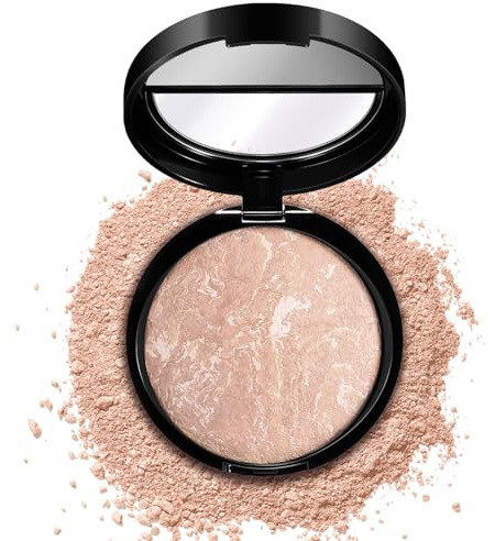 Baked Luminous Pressed Powder–Glow-Infused Foundation,Highlighter & Setting Powder in One–Color-Correcting,Oil-Control,Long-Lasting Coverage for All Skin Tones 03