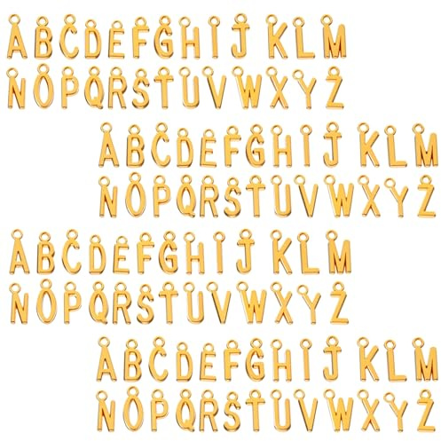 Bremorou 104 Stück Schmuckherstellung Buchstaben Gold Buchstabe G für Charms Anhänger Buchstabenanhänger Letter A-Z Charms Klein Alphabet Mini Metall Charm für Halsketten Armbänder Bastelbedarf