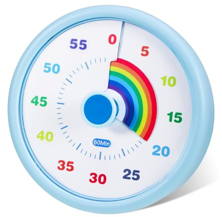 Temporizador Visual, Temporizador Niños, 60 Minutos de Cuenta Regresiva Arco Iris, Timer Niños, con Herramientas Silenciosas de Escritorio para La Cocina, Hornear, Gimnasio (Azul)