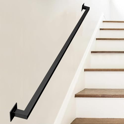 Treppengeländer aus Schmiedeeisen, 3 m, Wandmontage, für Treppen, Veranda und Korridor, Geländer für Sicherheit und Unterstützung, stilvolle Terrassendielen-Haltegriff, Schwarz