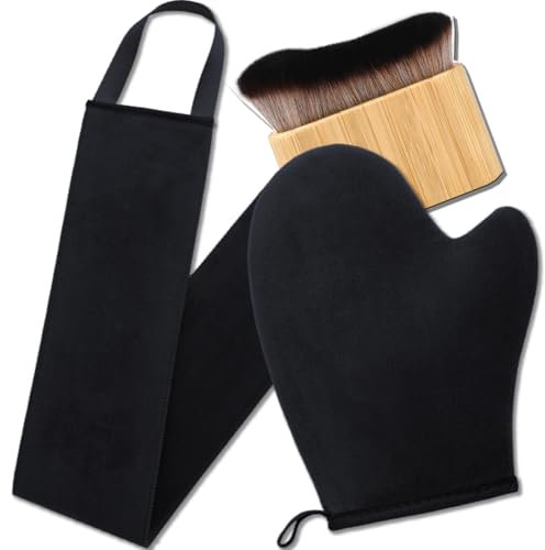 Yamobi 3 Pack Set di Guanti Autoabbronzanti Applikator Autoabbronzante per Schiena,Pennello Autoabbronzante per Gambe Guanto Abbronzante per Tanning (Nero)