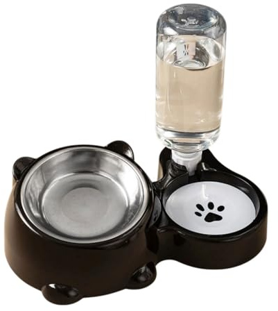Gamelle surélevée 2 en 1 pour chat et chien, anti-fuite, mangeoire amovible en métal, design peu encombrant